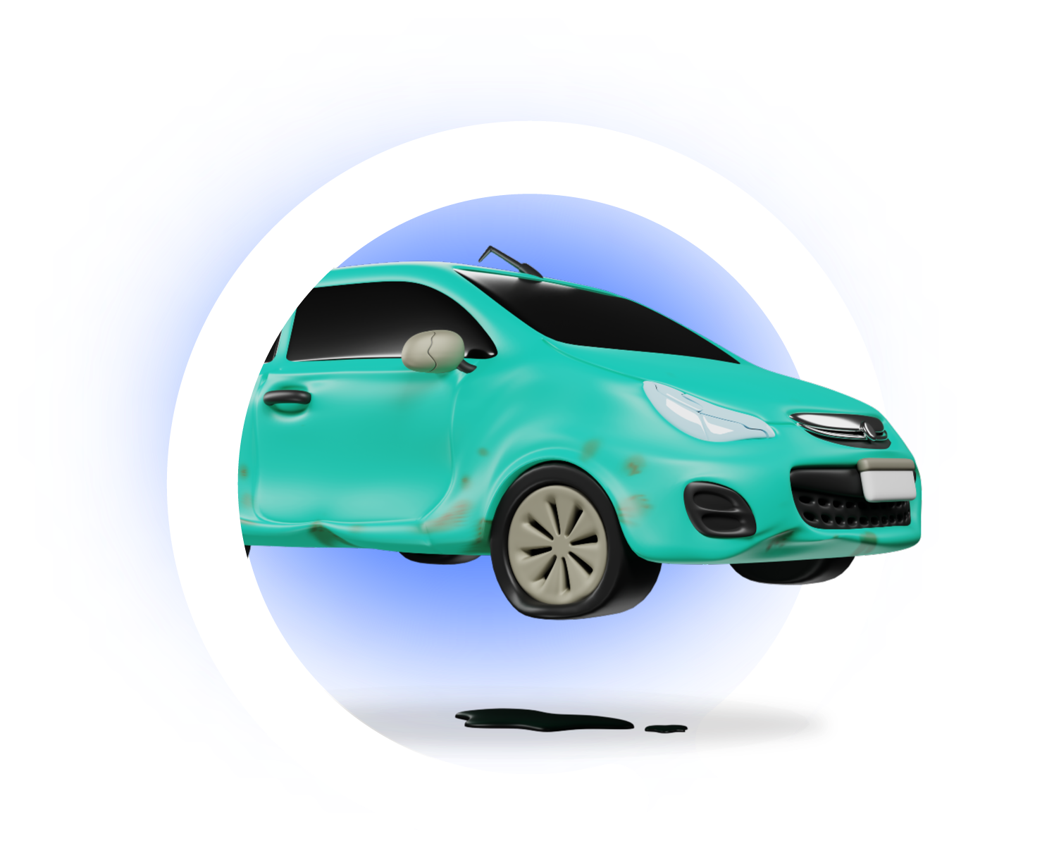 Car inside a Q illustration