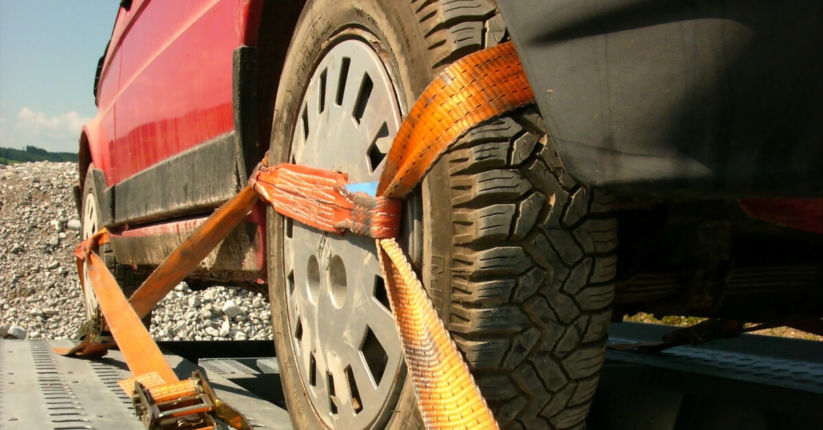 Close up of car on a truck