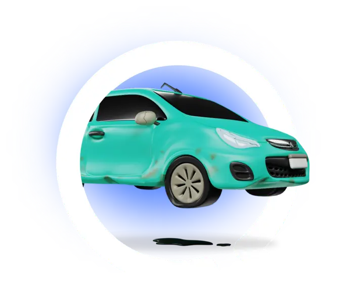 Car inside a Q illustration